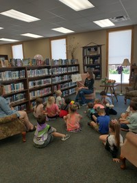 Summer School Kindergarten Class being read to by Mrs. Noland